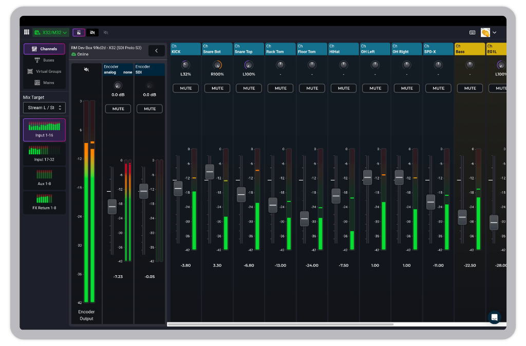 RemoteMix dashboard interface