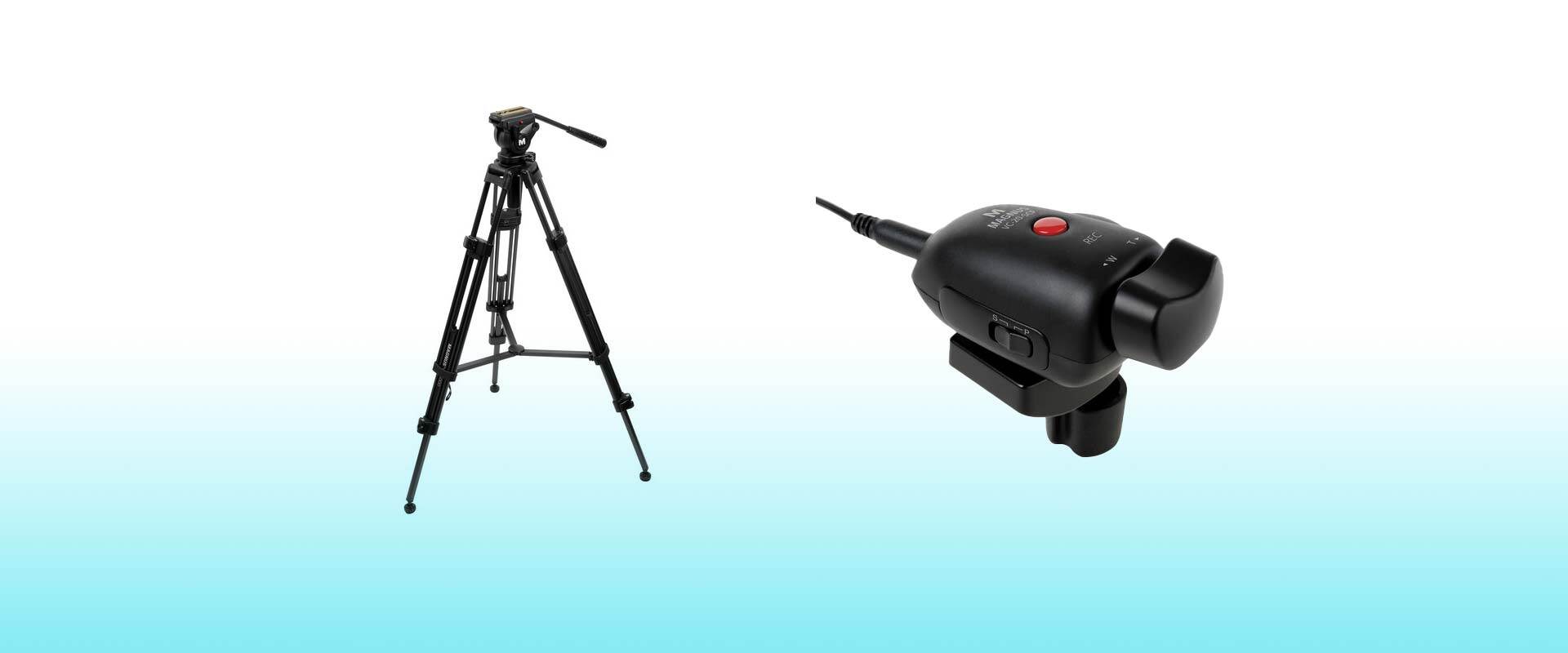 Magnus VT-4000 video tripod with zoom controller